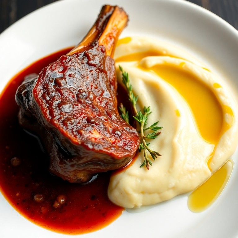 Joue de bœuf braisée au vin rouge et écrasé de céleri