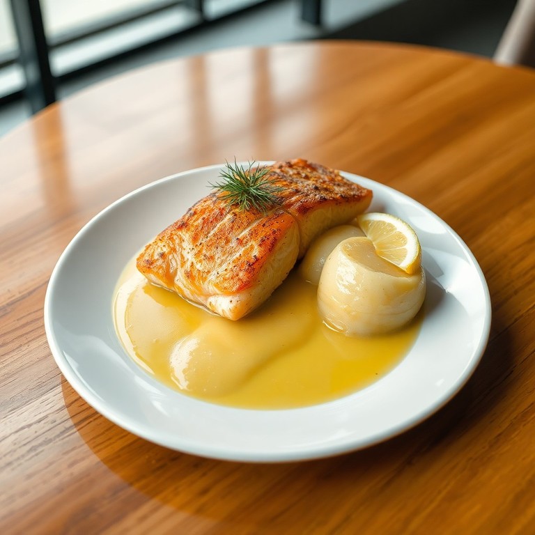 Dos de saumon rôti, fondue de poireaux et pommes vapeur