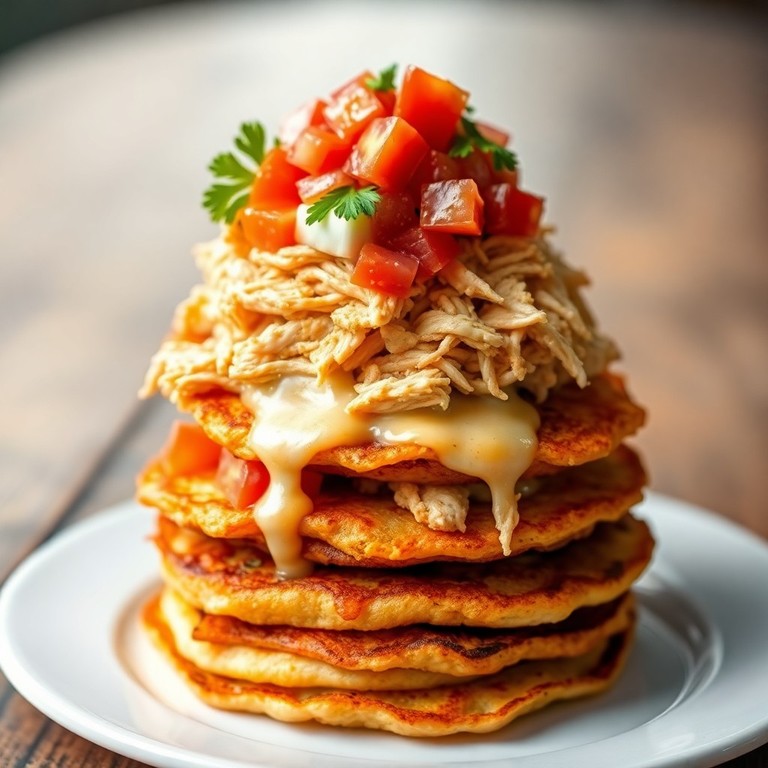 Chicken & Potato Pancake Stack with Tomato Mozzarella