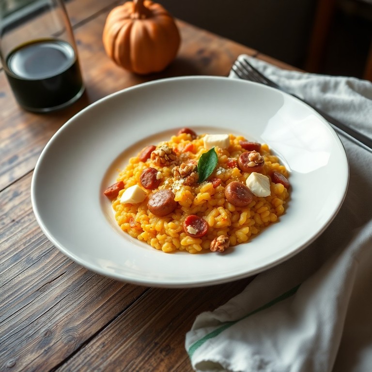 Risotto alla Zucca, Salsiccia e Gorgonzola