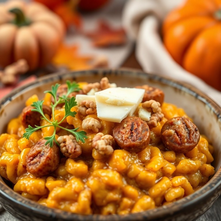 Risotto alla Zucca, Salsiccia e Gorgonzola Senza Vino