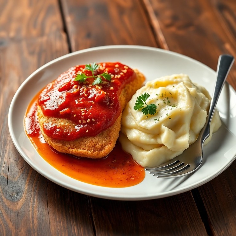 Frango Crocante à Parmegiana com Purê de Batata