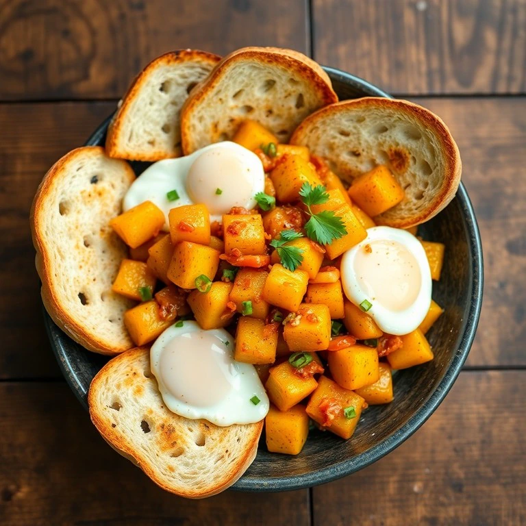Chilli Potato & Egg Hash with Bread - Mr. Cook