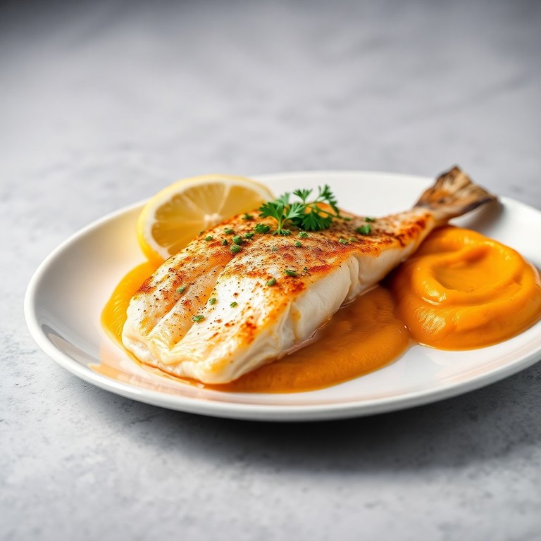 Poisson Meunière et Purée de Patates Douces