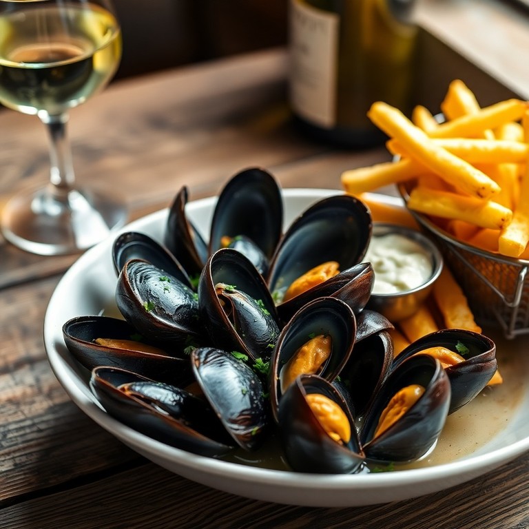 Moules marinières et frites fraîches maison