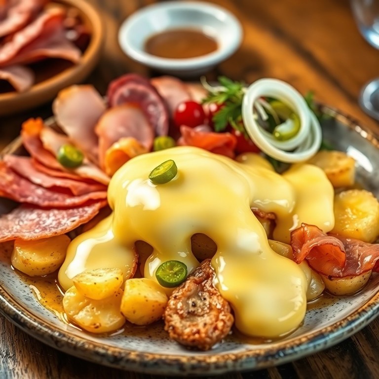 Raclette traditionnelle, pommes de terre et charcuterie artisanale
