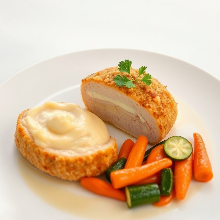 Cordon Bleu Maison, Purée de Pommes de Terre et Légumes Poêlés
