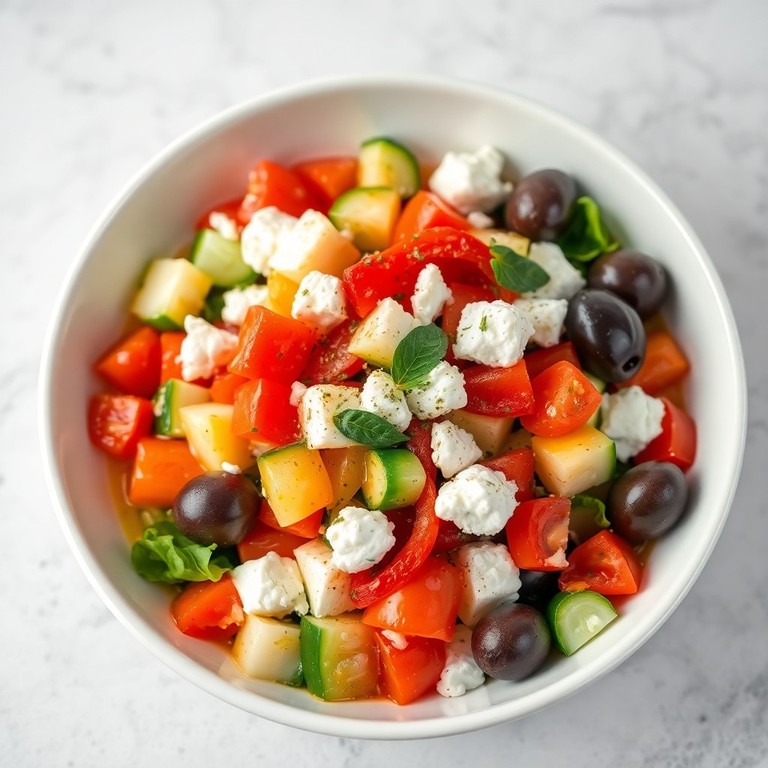Salade Grecque Revisitée avec Fromage de Brebis et Olives Kalamata