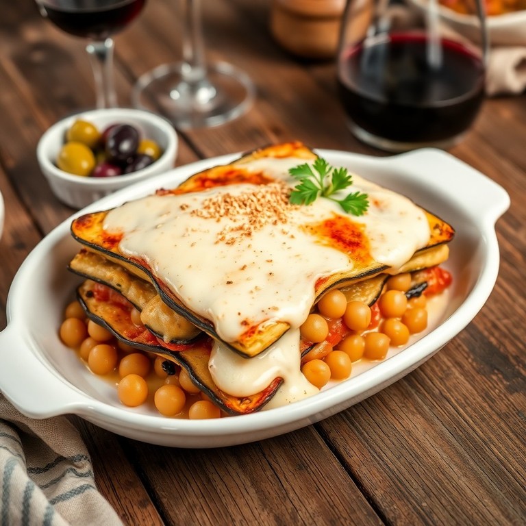Moussaka végétale aux pois chiches et aubergines végane