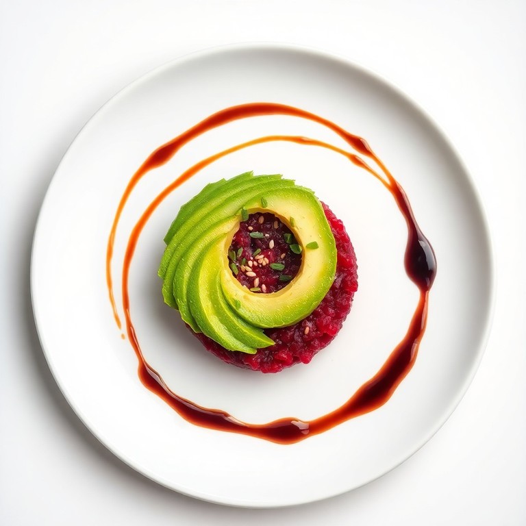 Tartare de betterave et avocat, sauce balsamique
