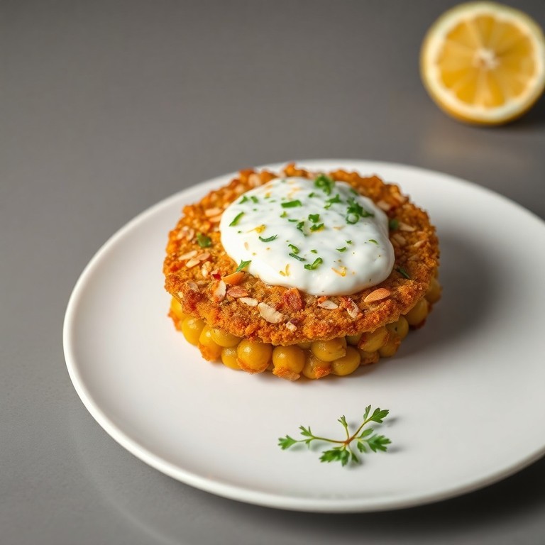 Steak de pois chiches et sauce yaourt aux herbes végane
