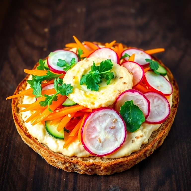 Tartine de Houmous et Légumes Croquants