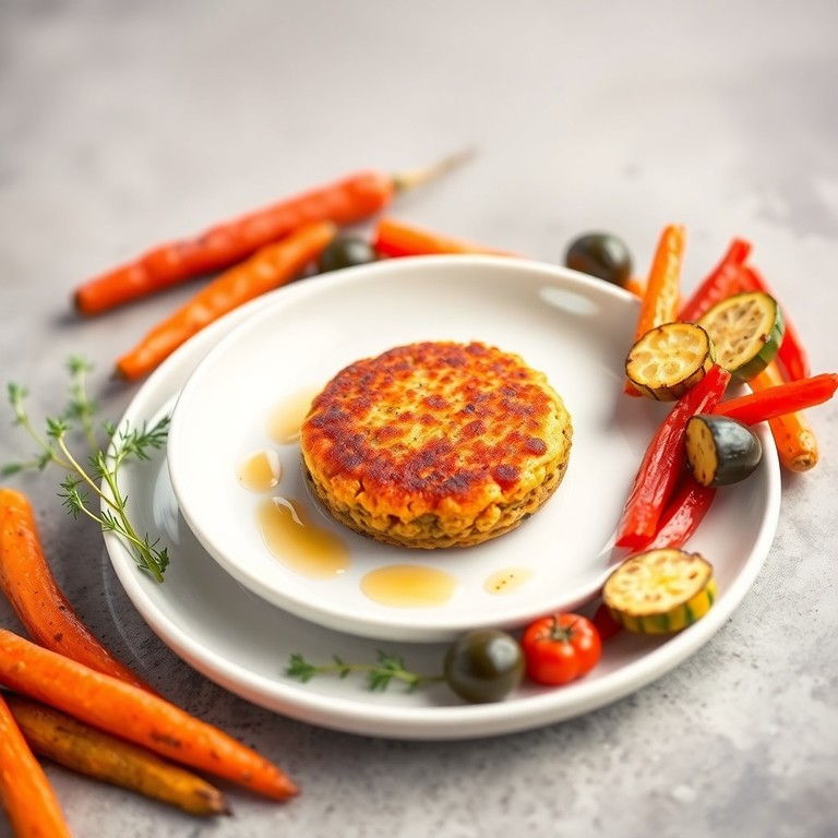 Galettes de lentilles corail et légumes rôtis