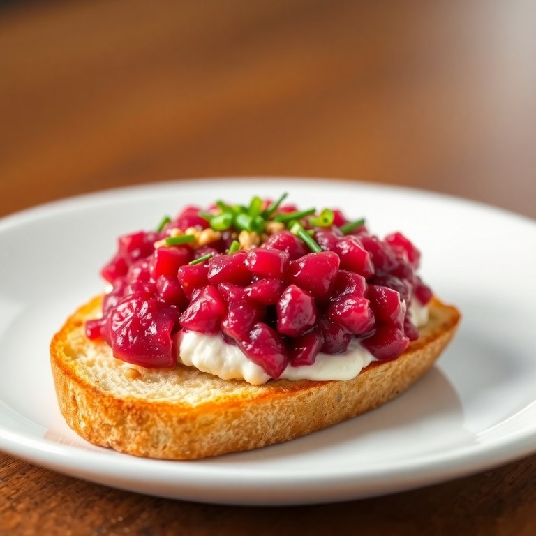 Tartare de betterave et chèvre frais sur toast