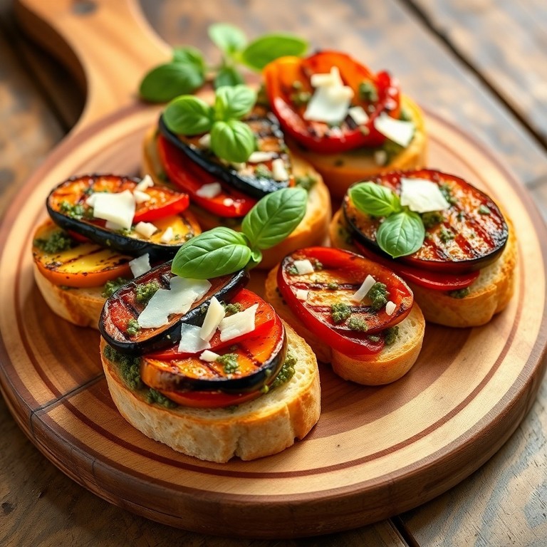 Mini bruschetta aux légumes grillés