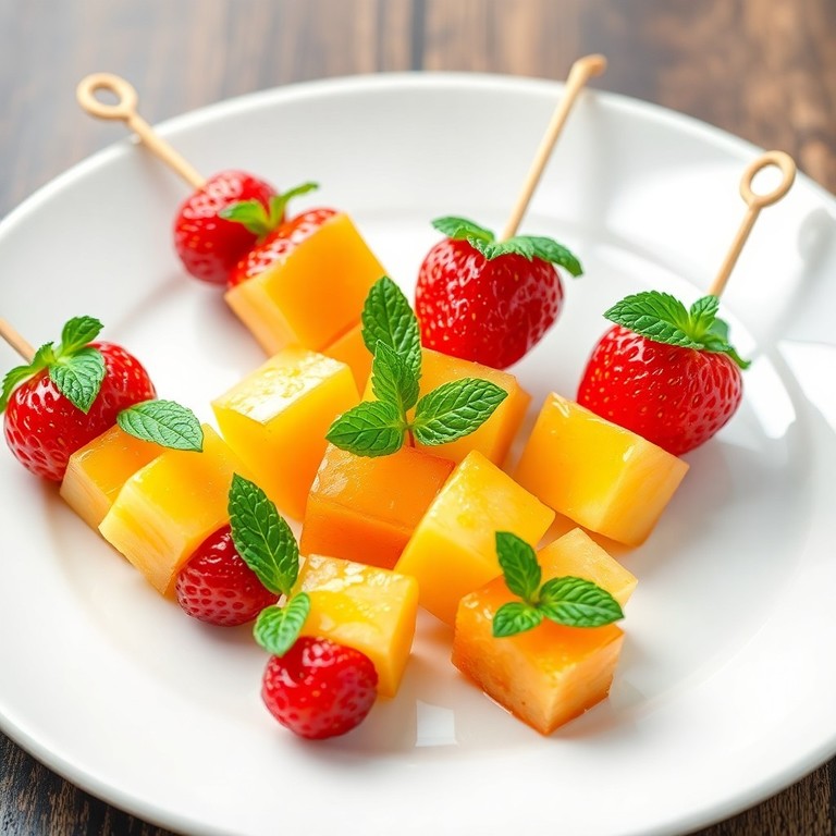 Mini-brochettes de fruits frais glacés