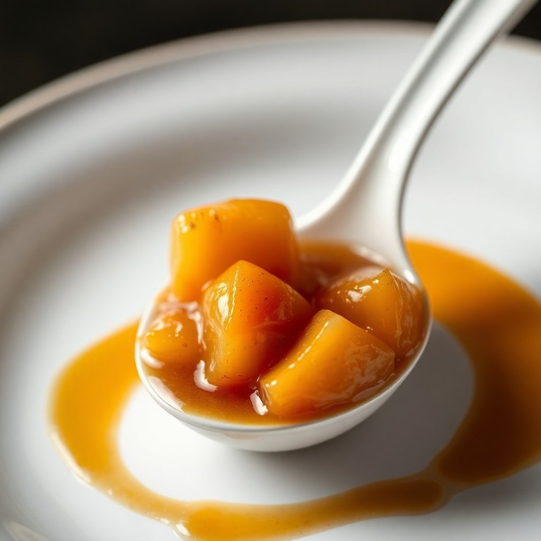 Pommes confites au caramel en cuillère