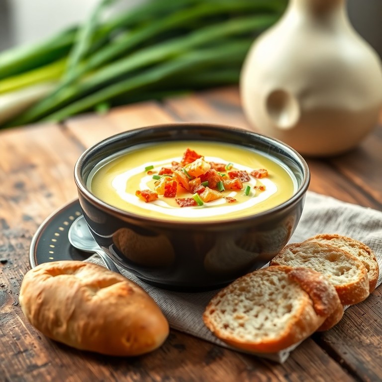 Velouté de Poireaux aux Lardons Croustillants