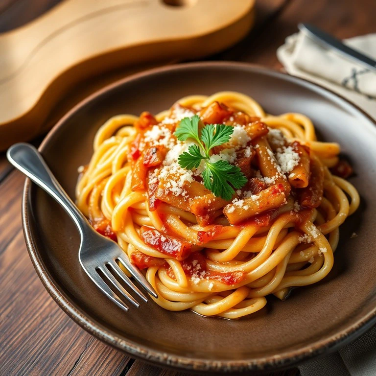 Pasta Cremosa con Puerros y Huevo a la Carbonara Falsa