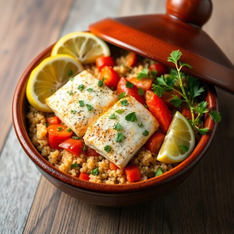 Tajine de Poisson au Boulgour et Épices Marocaines