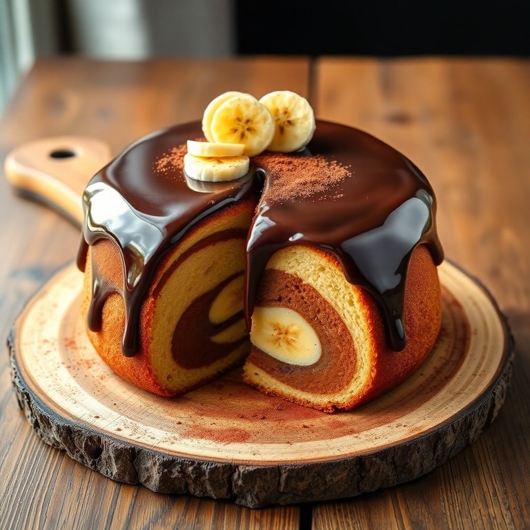 Bizcocho Marmolado de Cambur y Chocolate