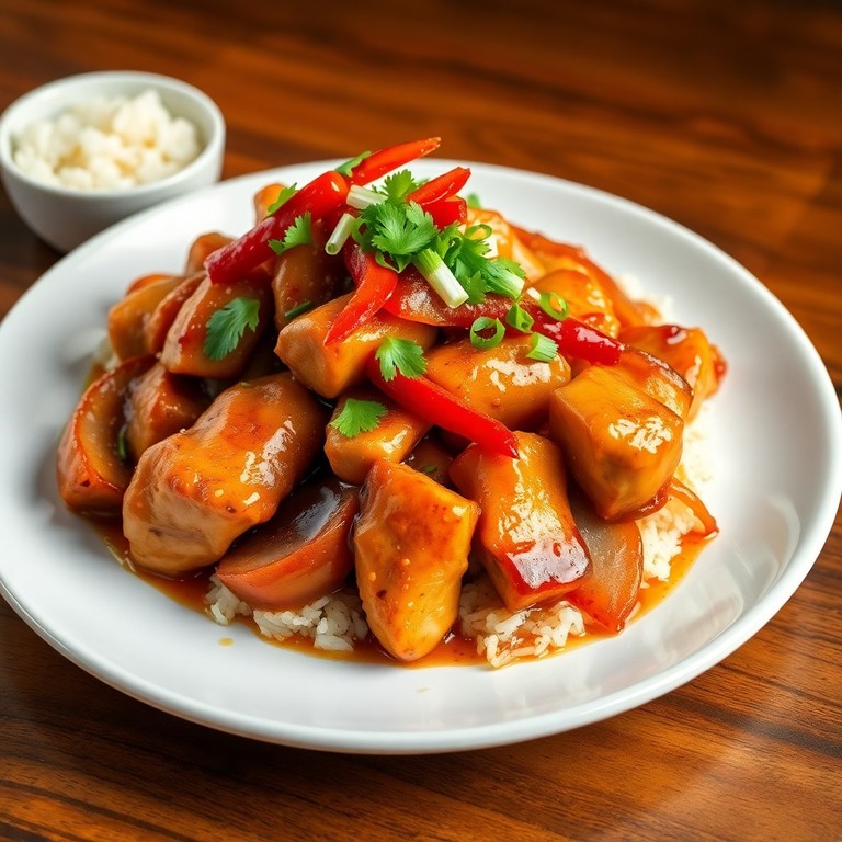 Teriyaki-Hähnchen mit karamellisierten Zwiebeln