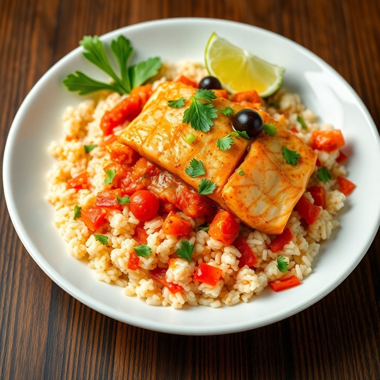 Riz Sauté au Saumon, Sauce Tomate, Olives et Coriandre à la Thaïlandaise