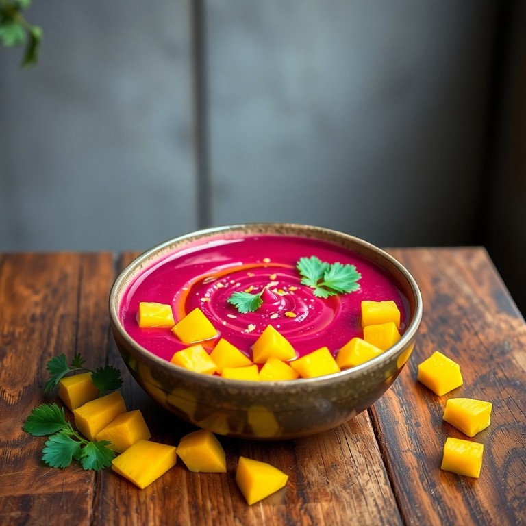 Gaspacho de Betterave Rôtie à la Mangue et Gingembre