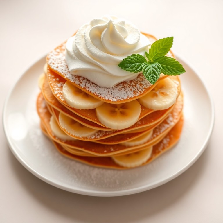 Блинчики с бананом и взбитыми сливками