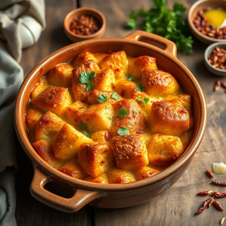Savory Garlic Chili Bread Pudding - Mr. Cook
