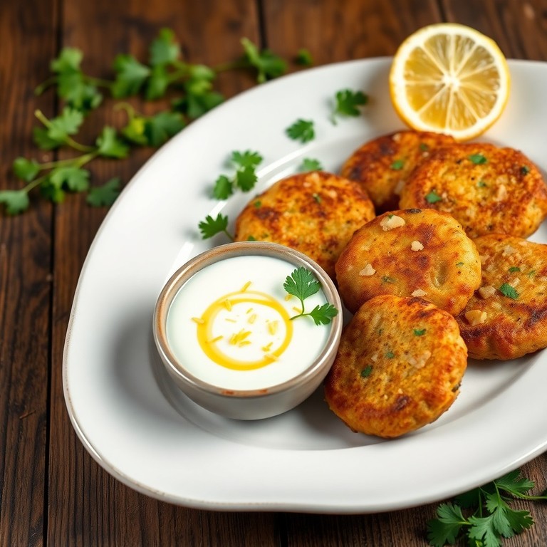 Koriander-Walnuss-Frikadellen mit Rauchpaprika und Zitronen-Joghurt-Dip