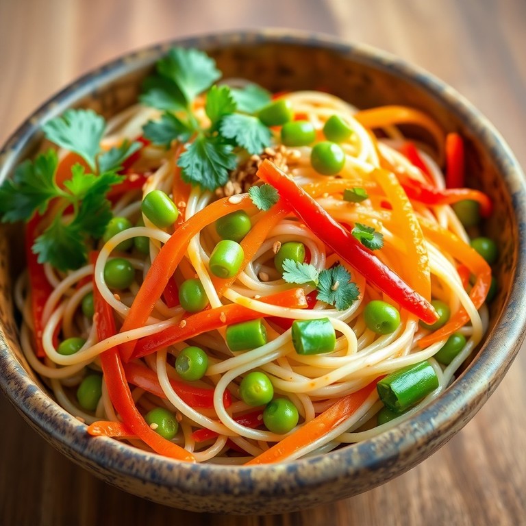 Asiatischer Nudelsalat mit Edamame und Paprika