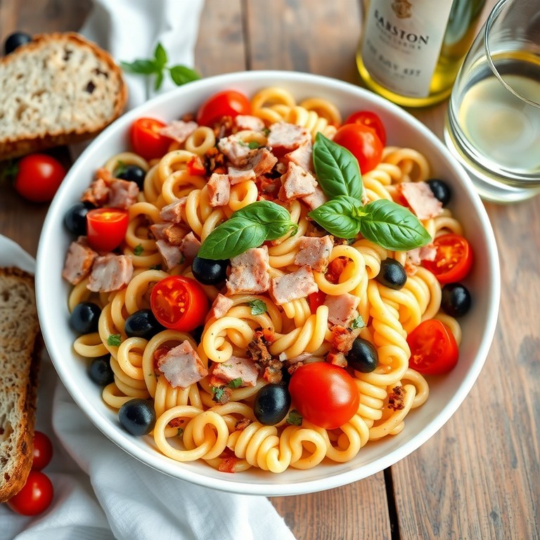 Mediterraner Nudelsalat mit Schinken