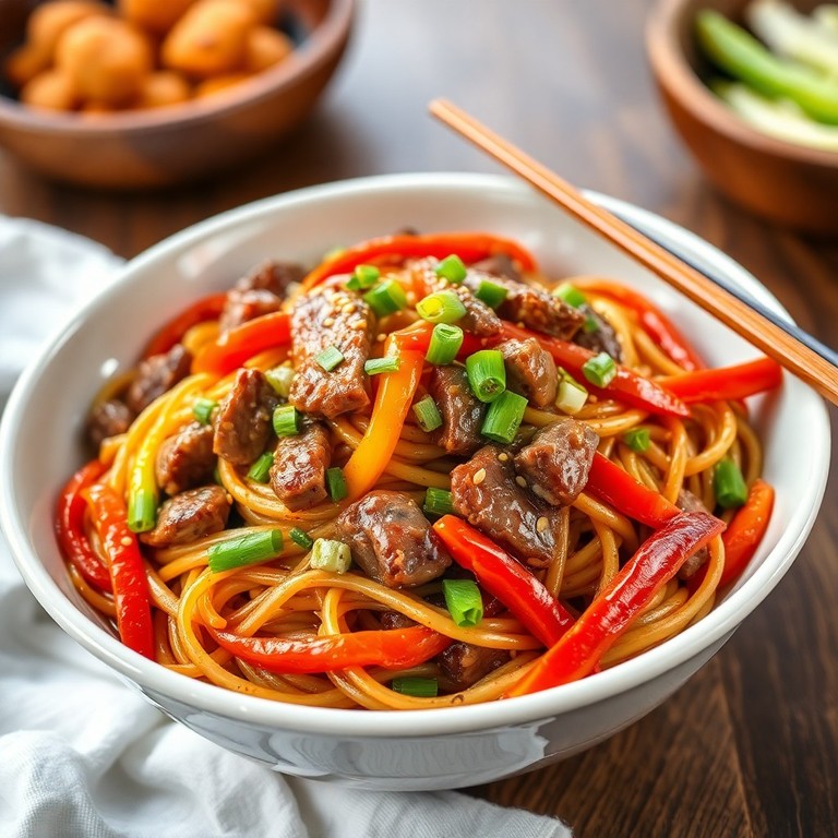 Nouilles sautées à la bavette et sauce aux huîtres