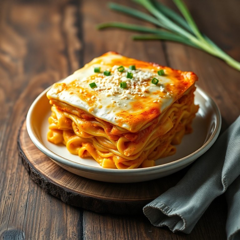 Lasanha de Coco com Curry de Camarão