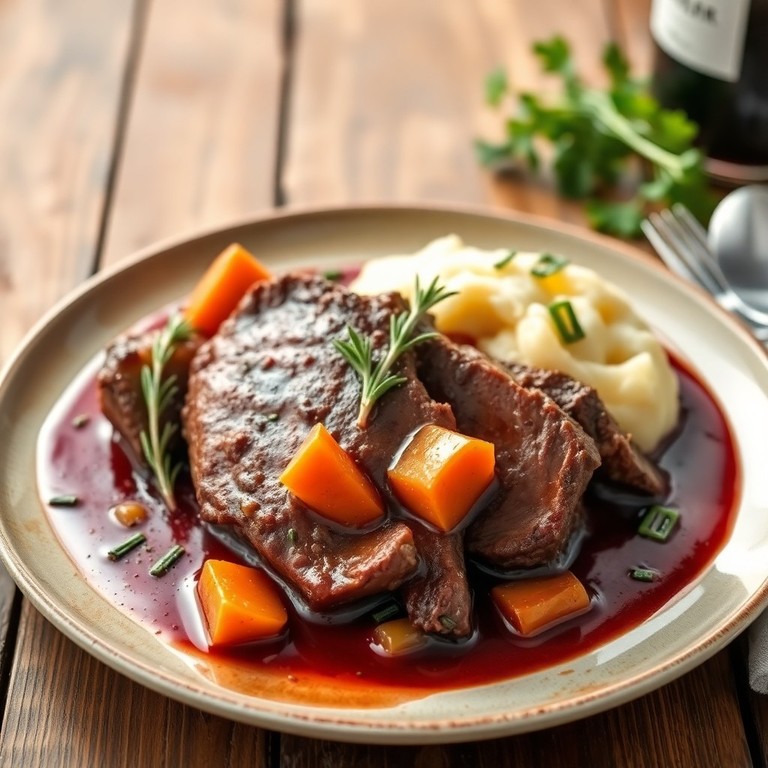 Klassischer Rinderbraten in Rotwein