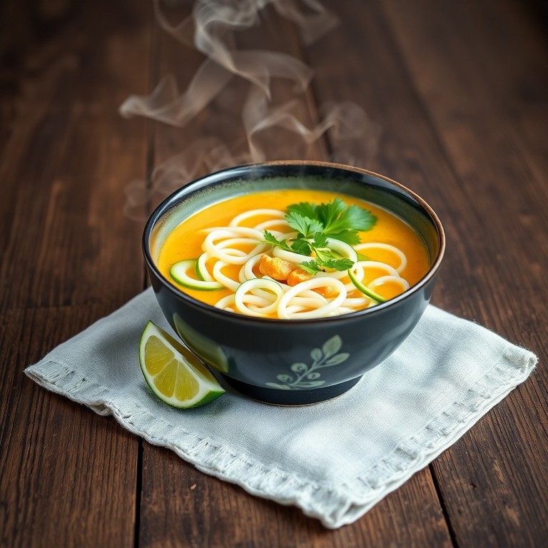 Miso-Nudel-Suppe mit Gurke und Thai-Curry