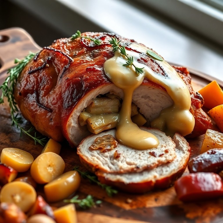 Apfel-Majoran Schweinebraten mit Senfsoße - Mr. Cook