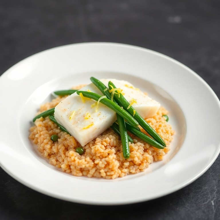 Cabillaud Vapeur, Boulgour et Haricots Verts au Zeste de Citron