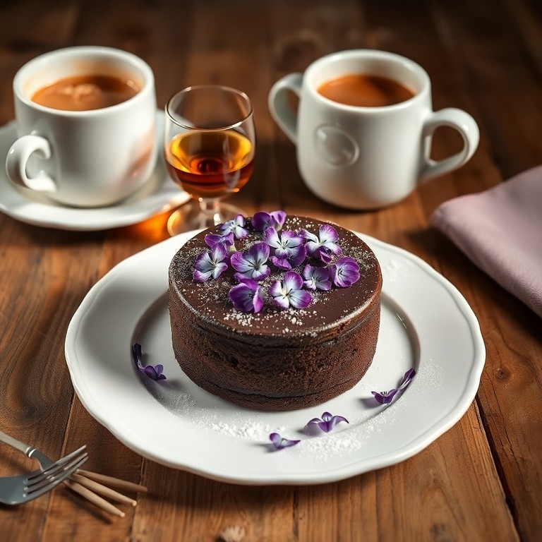 Bizcocho de Chocolate con Violetas y Moscatel