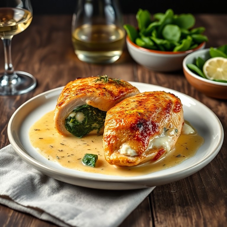 Hähnchenbrust mit Spinat-Mascarpone-Füllung