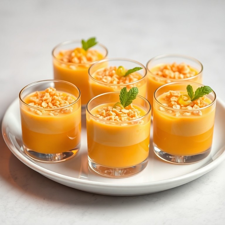 Verrines de Mousse à la Mangue, Croustillant de Beurre et Yaourt