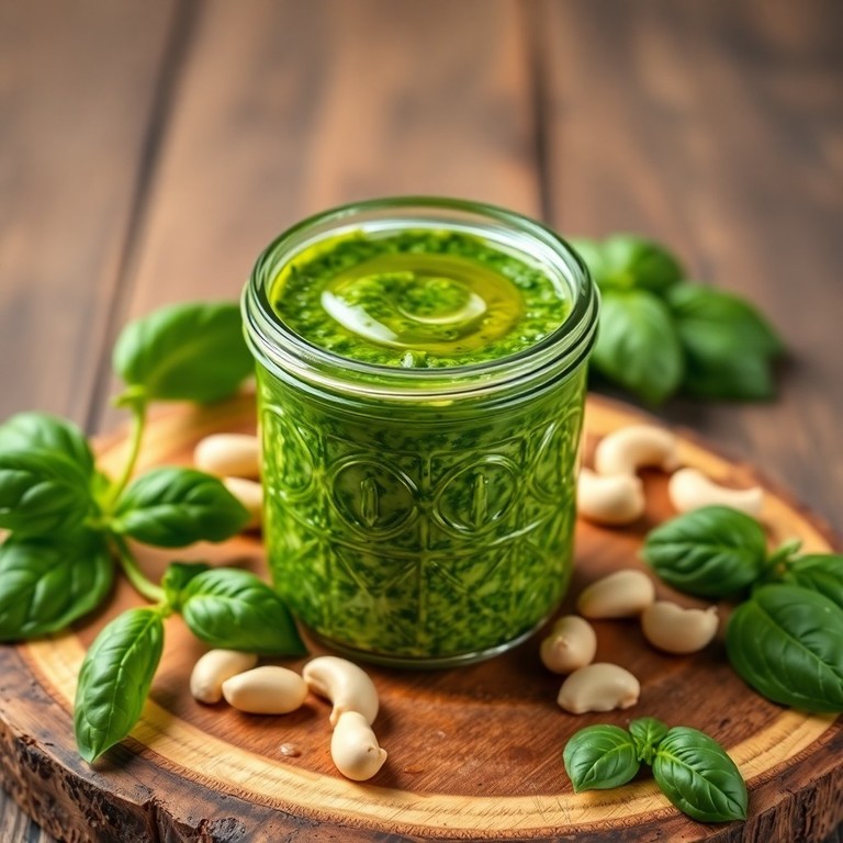 Cashew-Basilikum-Pesto mit Knoblauchöl
