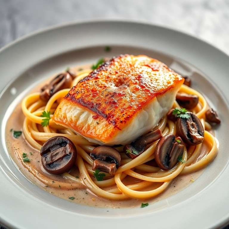Daurade aux Champignons Sauvages et Tagliatelles