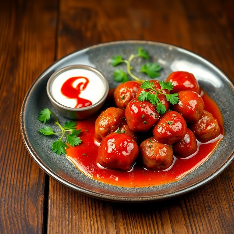 Boulettes de Viande en Sauce Tomate Épicée, Duo de Sauces