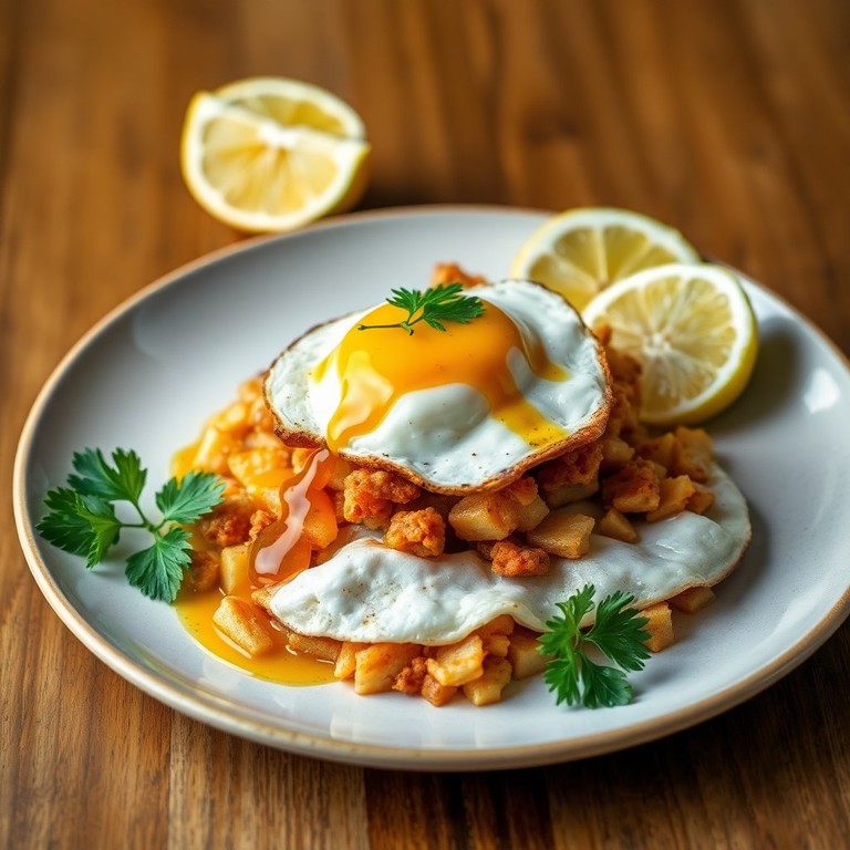 Deconstructed Chicharrón and Potato Migas with Smoked Paprika Oil