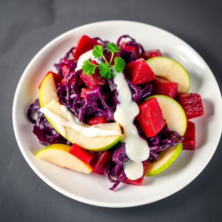 Salada Agridoce de Repolho Roxo com Maçã e Beterraba