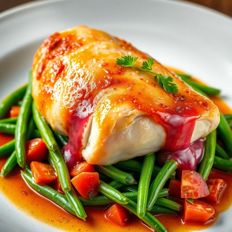 Coxa de Frango Recheada com Beterraba e Legumes Frescos