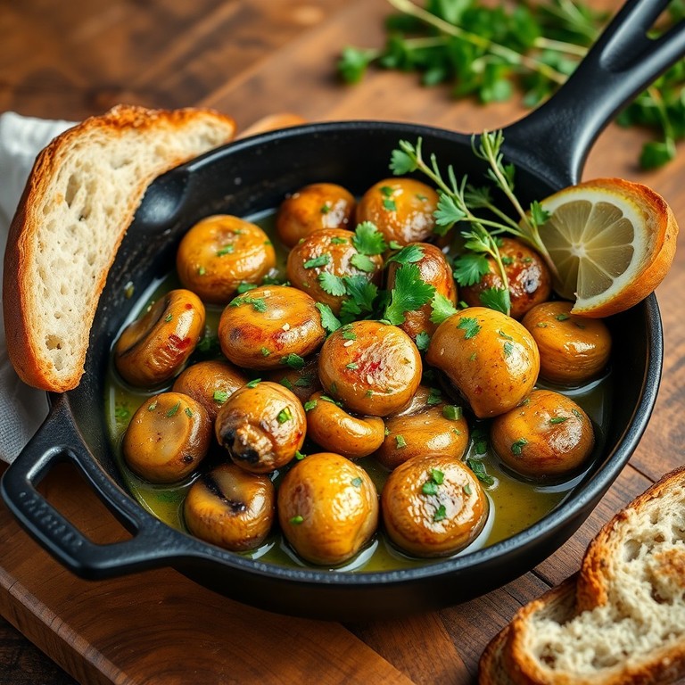 Knoblauch-Pilzpfanne mit frischen Kräutern