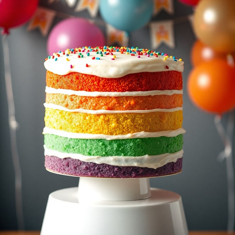 Rainbow Layer Birthday Cake with Cream Cheese Frosting